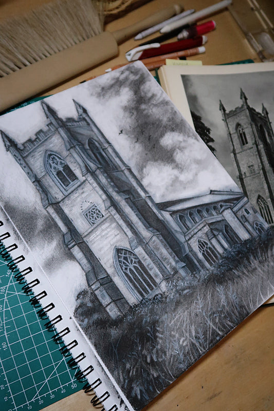 St. Mary Church - study - original drawing