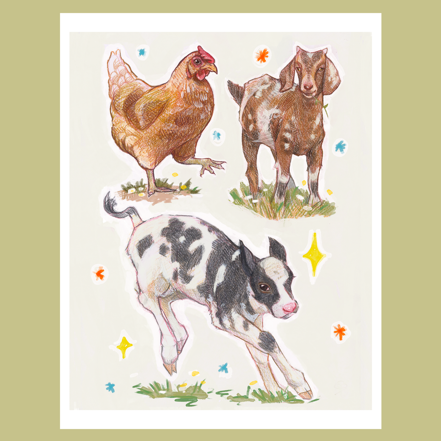 farm animals - print