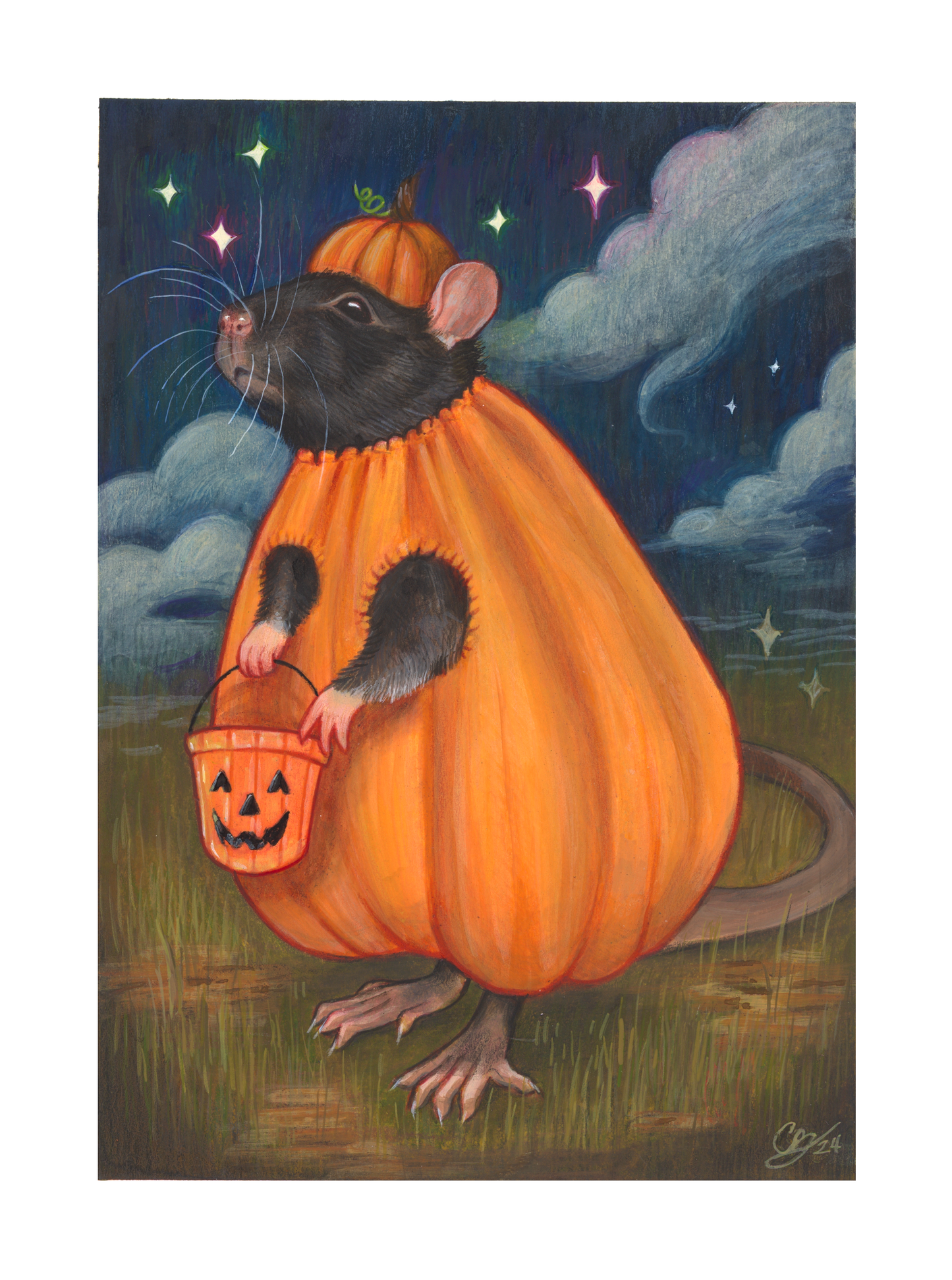 pumpkin rattie - original painting