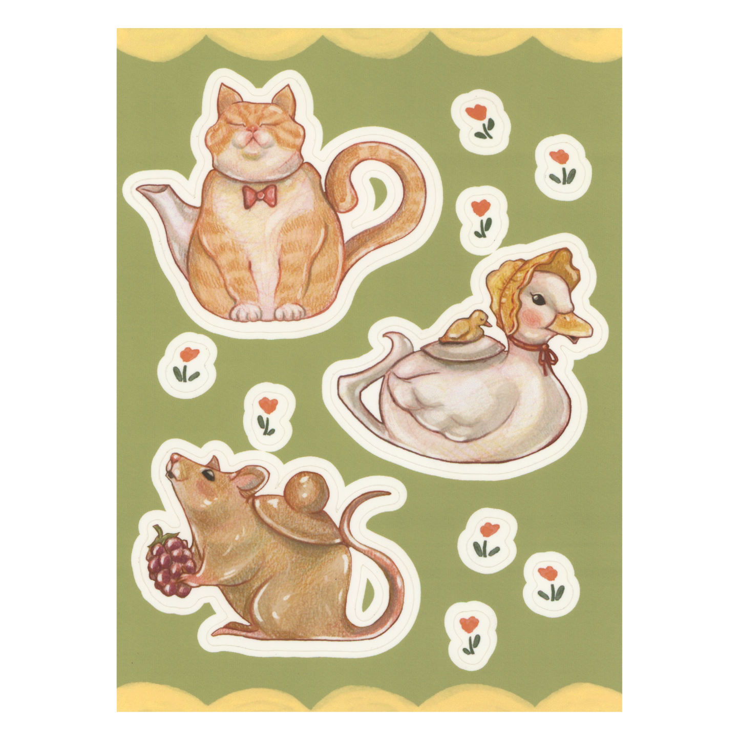 animal teakettles - sticker sheet
