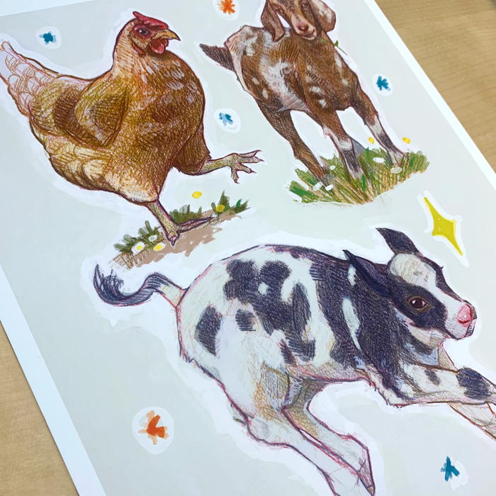farm animals - print