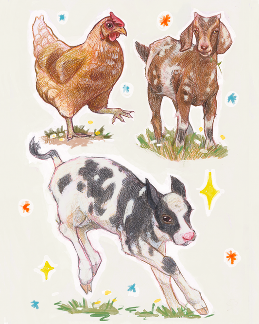 farm animals - print