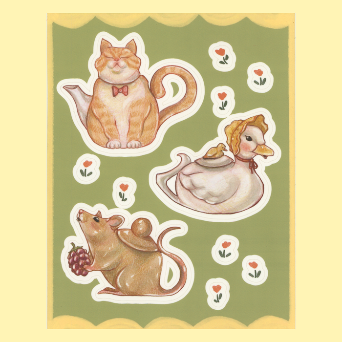 animal teakettles - sticker sheet