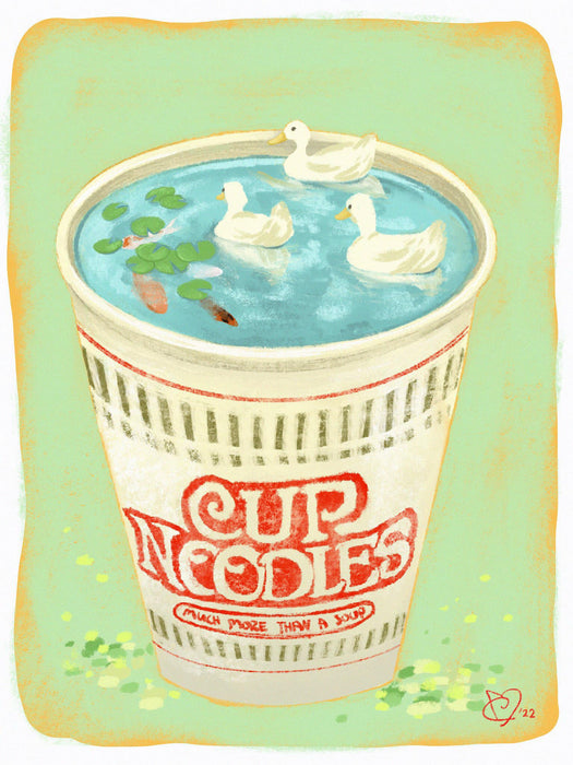 cup noodles duck pond print
